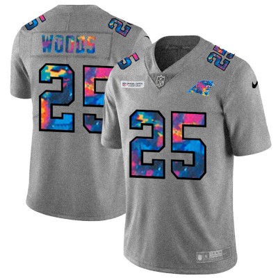 Carolina Carolina Panthers #25 Xavier Woods Men's Nike Multi-Color 2020 NFL Crucial Catch NFL Jersey Greyheather